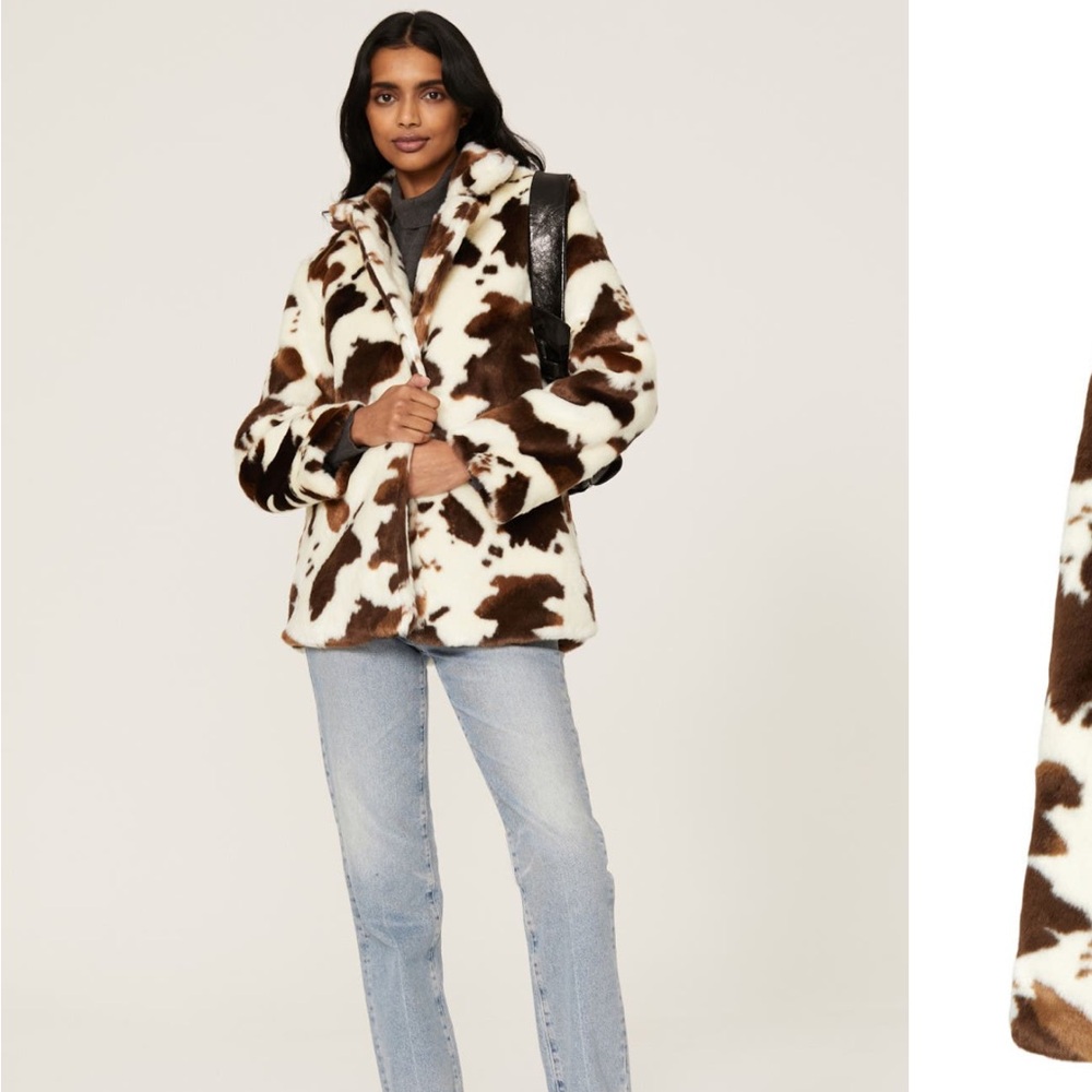 Blank NYC Cow Print Faux Fur Jacket